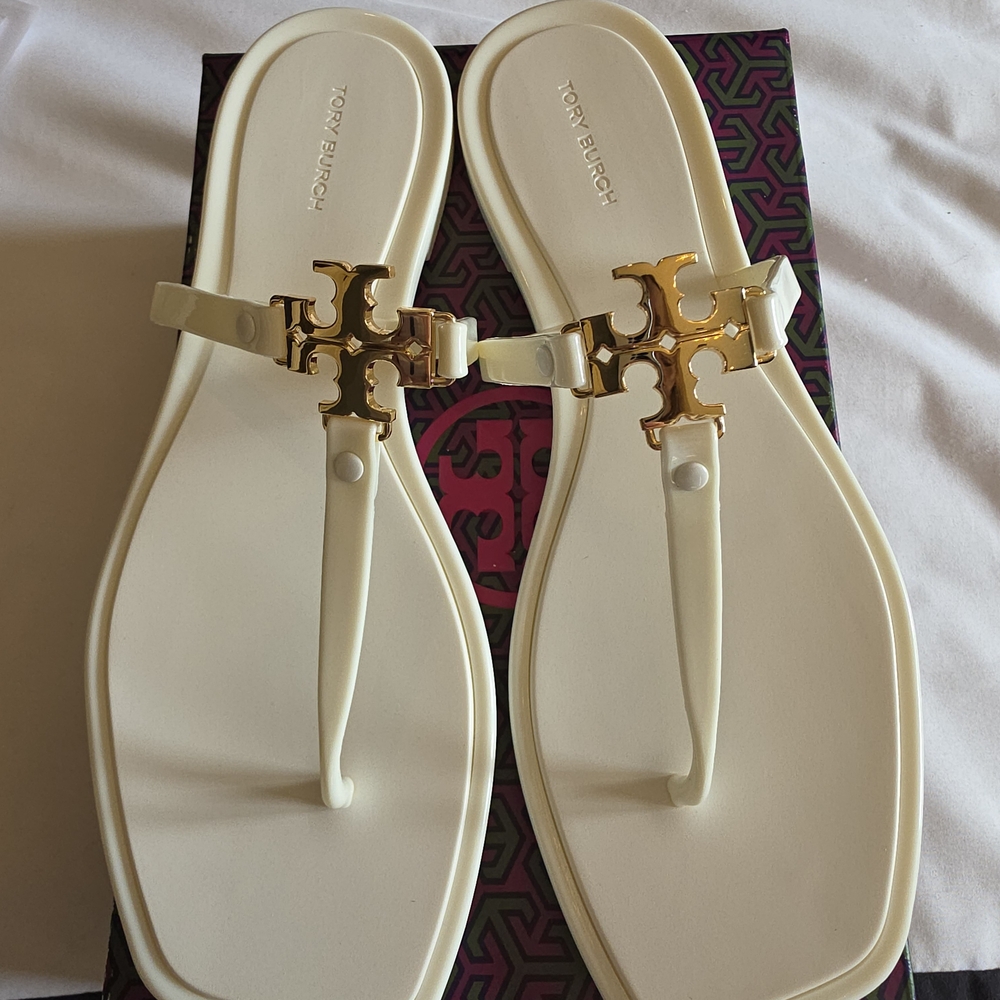 Tory Burch Cream and Gold Sandals